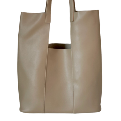 Leather Cut Out Handle Tote Bag