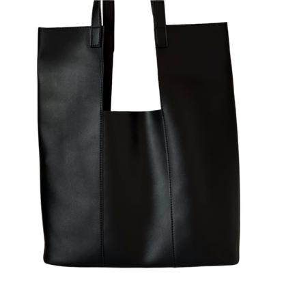 Leather Cut Out Handle Tote Bag