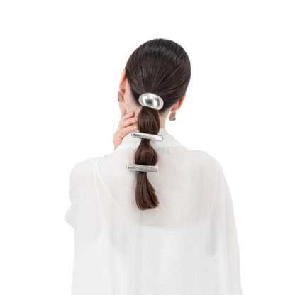 Silver Texture Linear Hair Clip